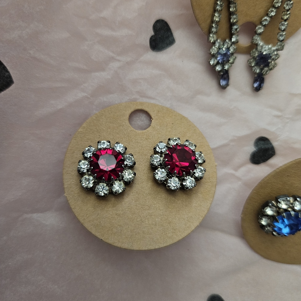 Elegant Pink Crystal Stud Earrings
